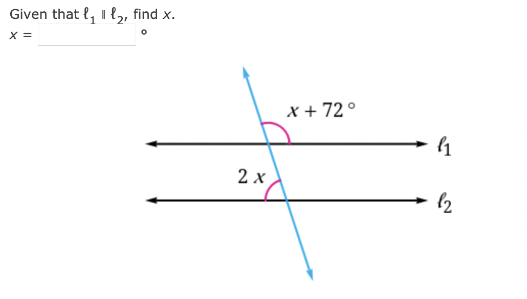 Given that &, Il &2, find x. X= O x + 720 2 X