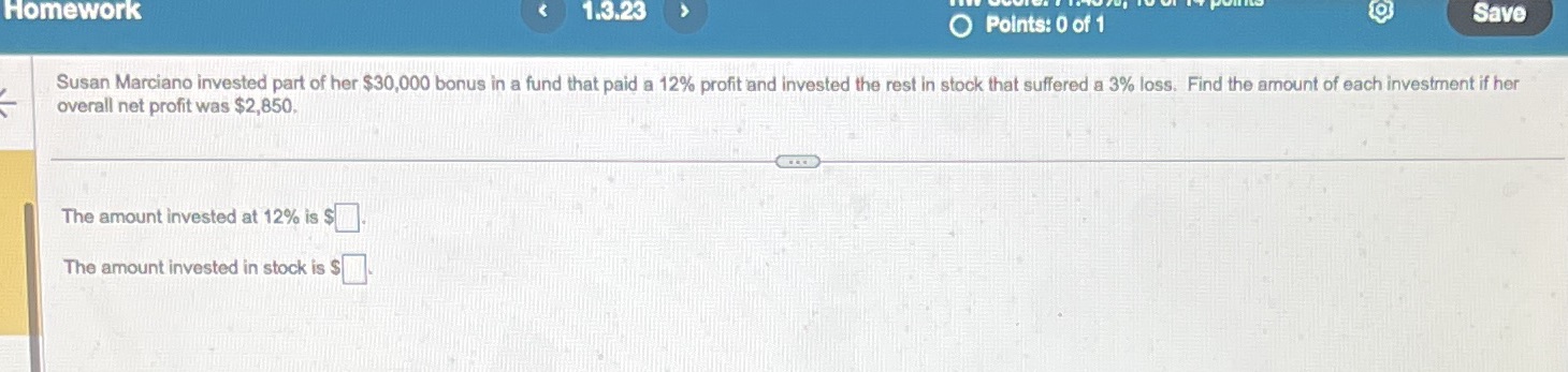 Homework 1.3.23 O Points: 0 of 1 Save Susan