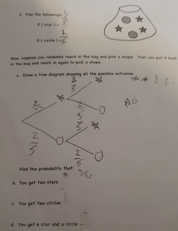 2. Find the followings: P ( star ) . 5 7 P (
