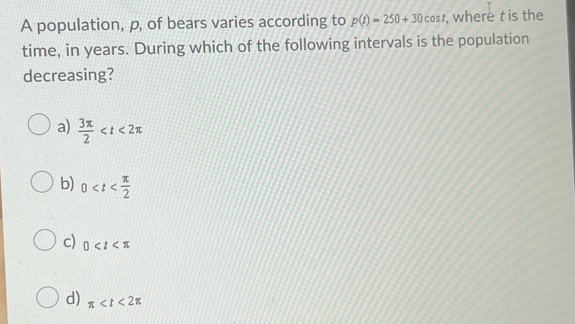 A population, p, of bears varies according to p()