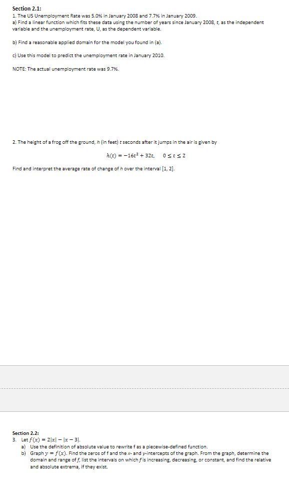 Section 2.1: 1. The US Unemployment Rate was 5.0%