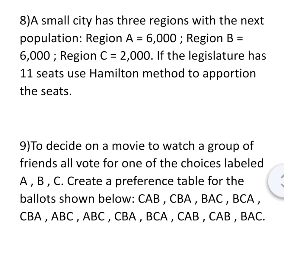 question 8 and 9 please. thank you for your help