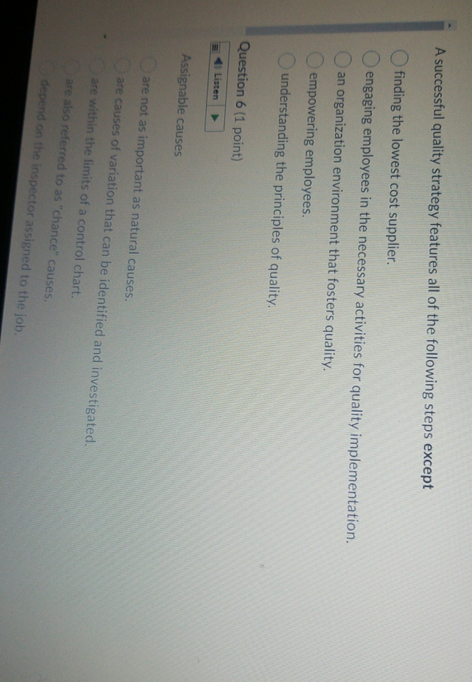 please answer this A successful quality strategy