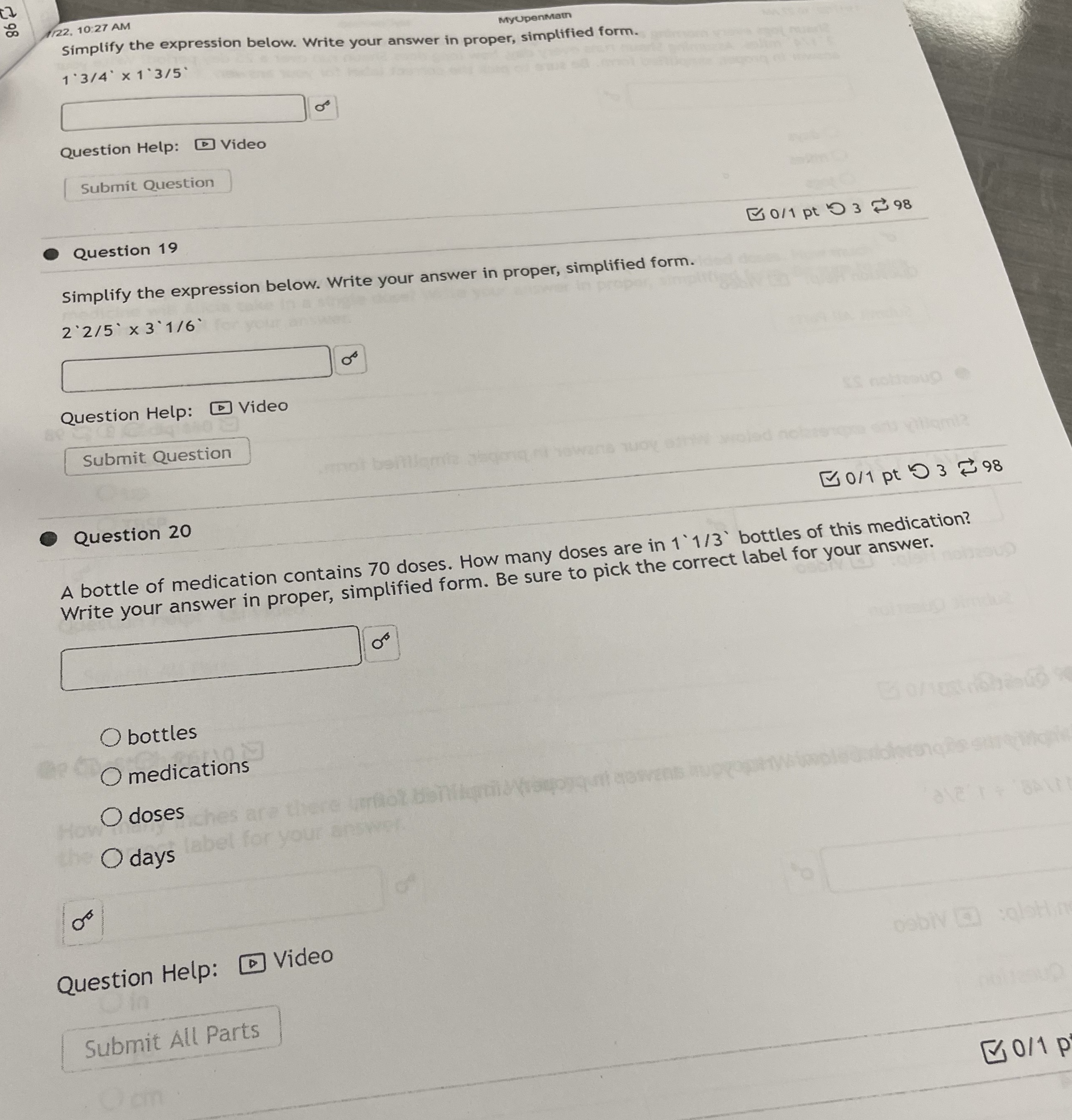 Math help please 122. 10:27 AM Simplify the