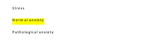 Stress Normal anxiety Pathological anxiety