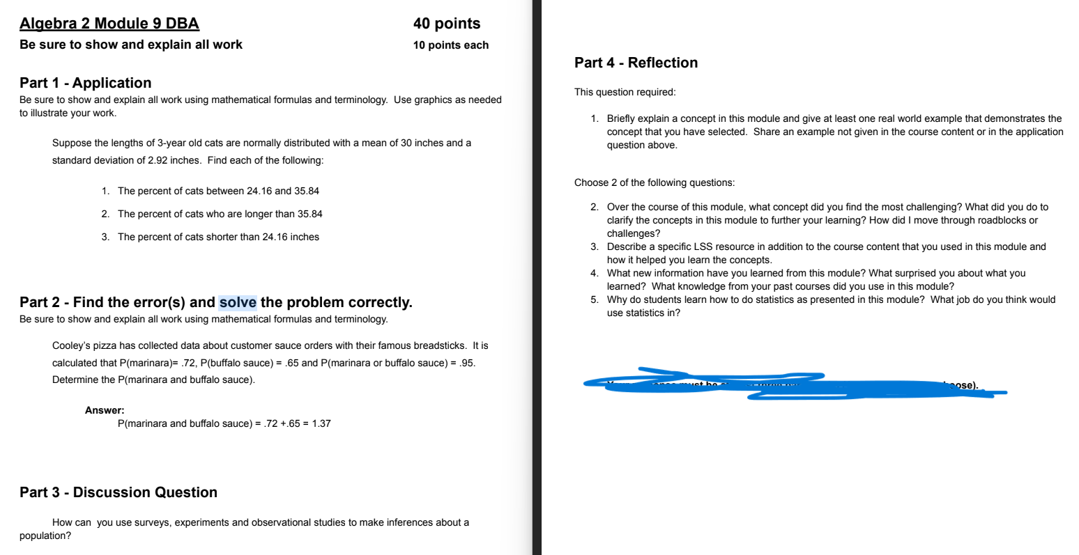 PLEASE HELP!! Thank you!!:)) Algebra 2 Module 9