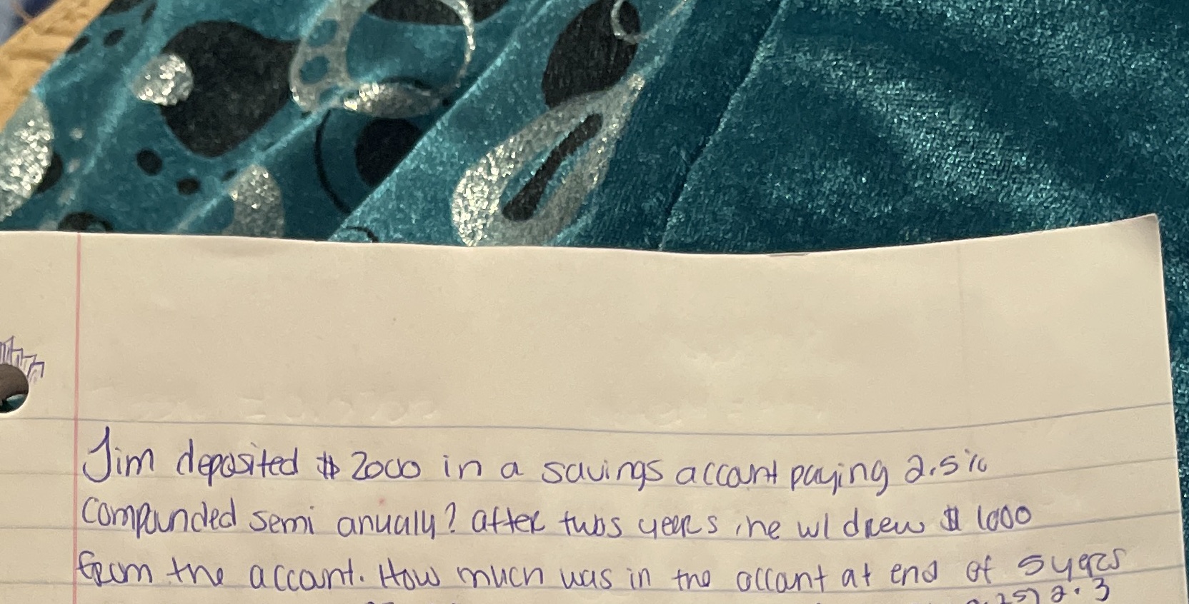 Jim deposited $2000 in a savings account paying