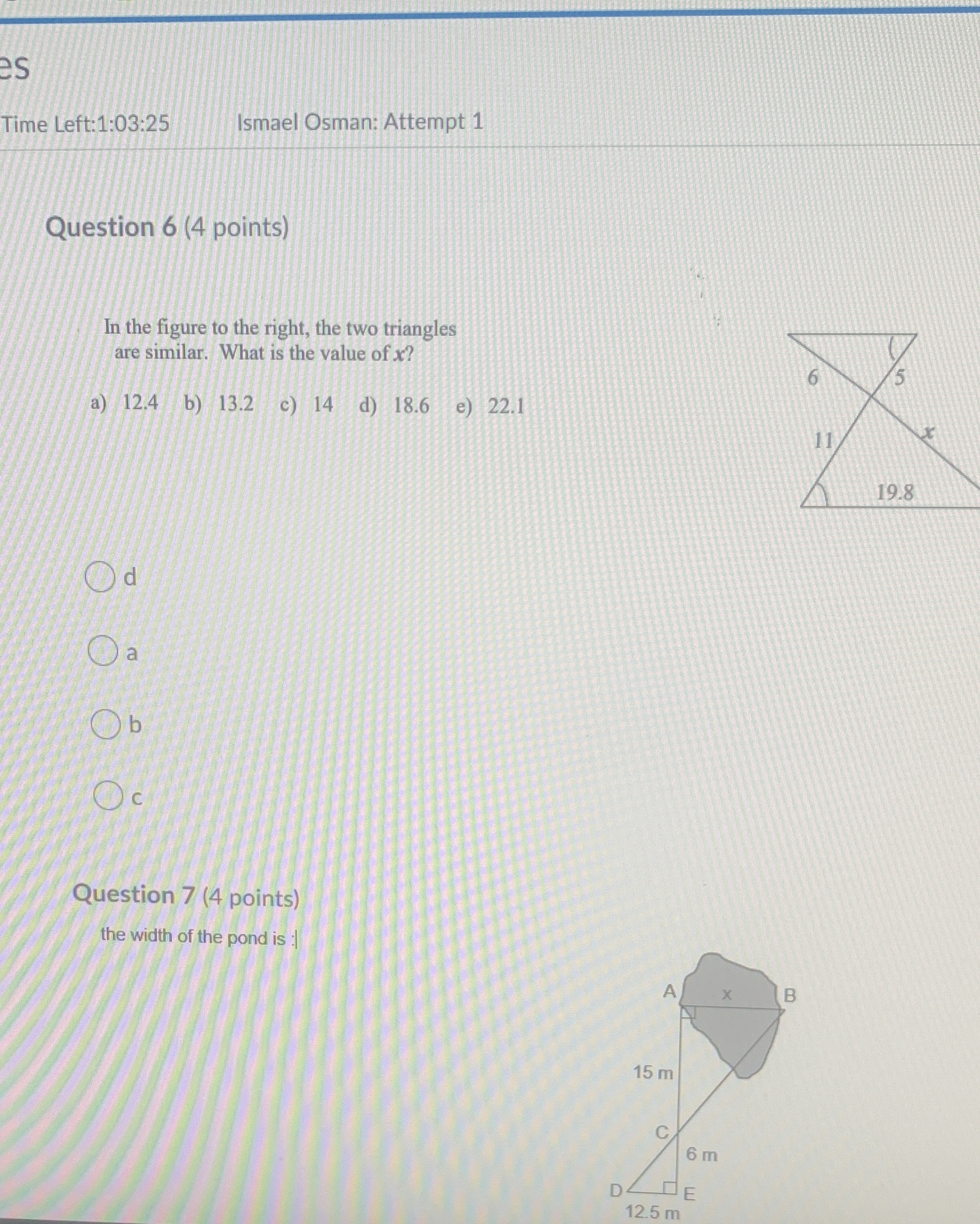 Answer ASAP thank you es Time Left: 1:03:25