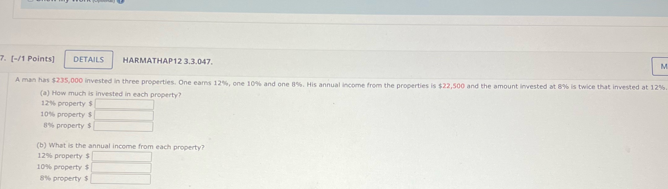 7. [-/1 Points] DETAILS HARMATHAP12 3.3.047. M A