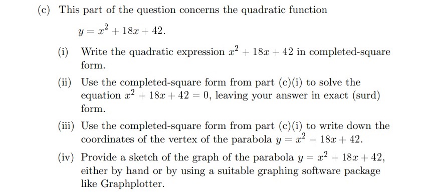 (c) This part of the question concerns the