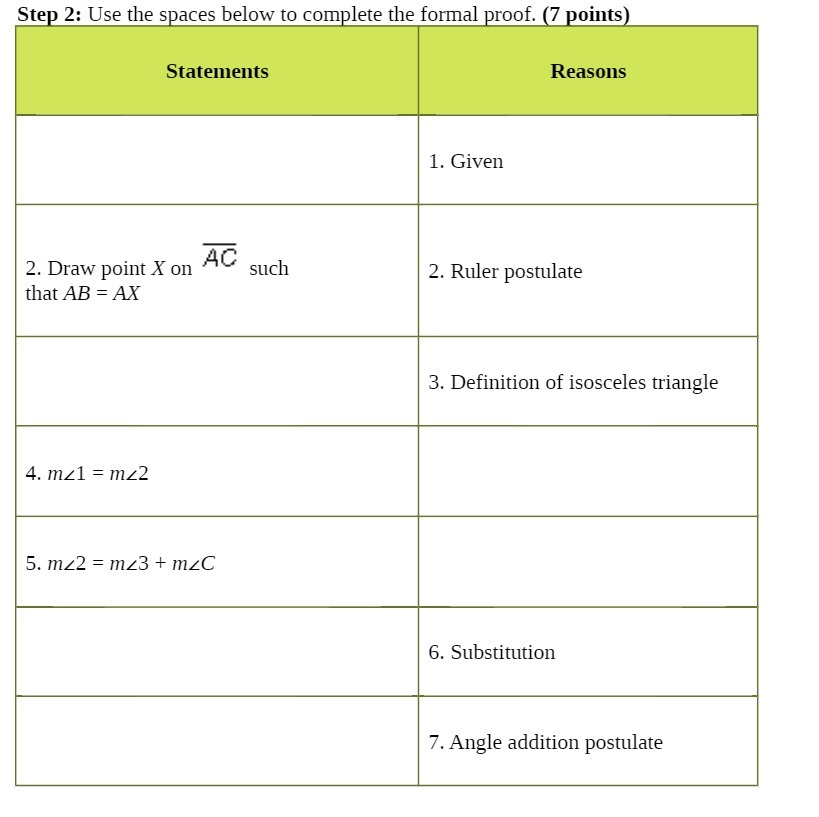 Step 2: Use the spaces below to complete the
