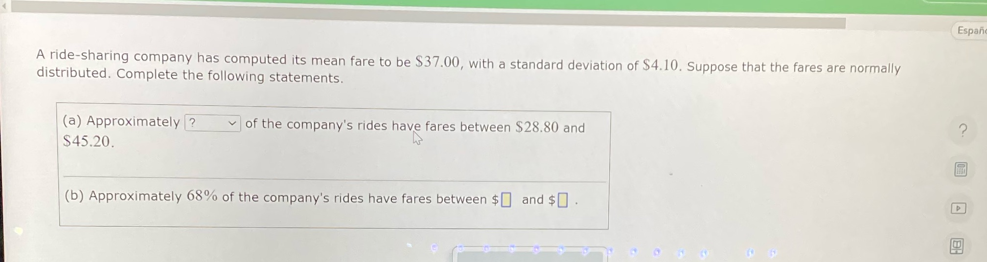 Espan A ride-sharing company has computed its
