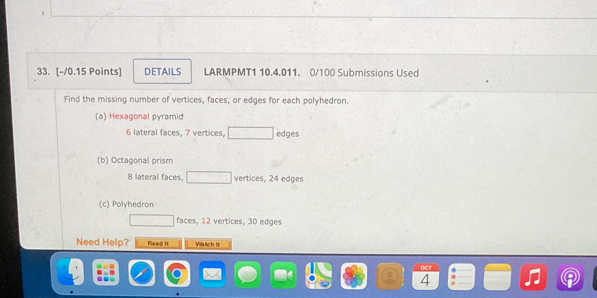 33. [-/0.15 Points] DETAILS LARMPMT1 10.4.011.