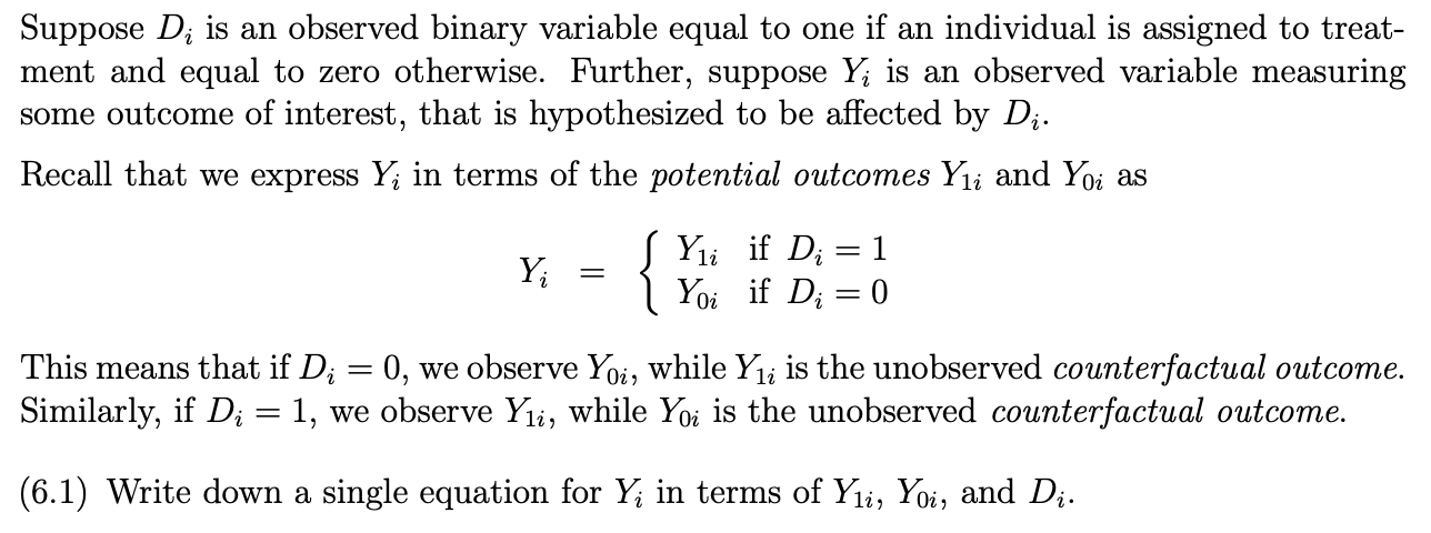 Suppose Di is an observed binary variable equal