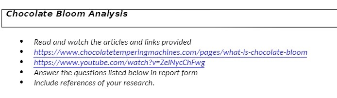 Chocolate Bloom Analysis Read and watch the