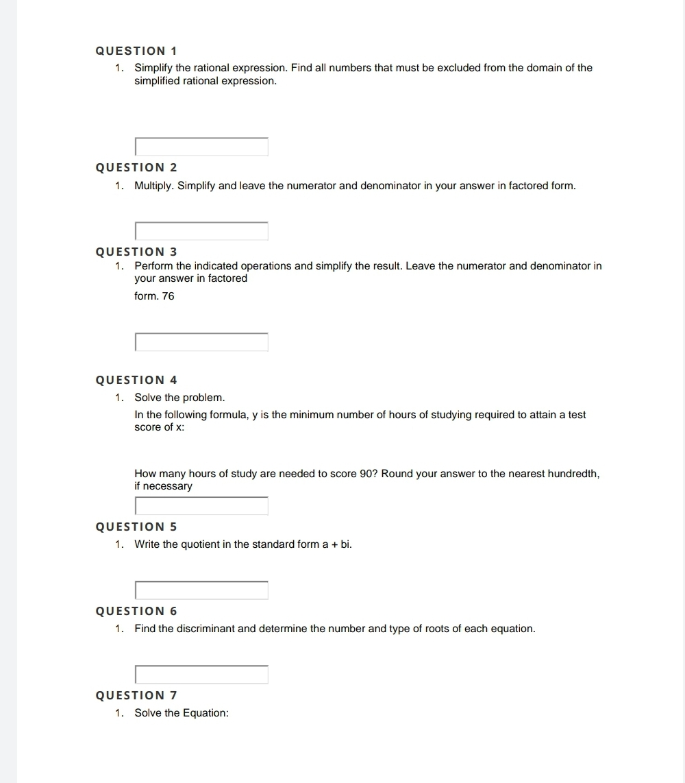 QUESTION 1 1 . Simplify the rational expression.