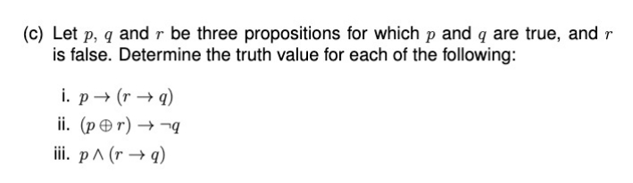 kindly solve (c) Let p, q and r be three