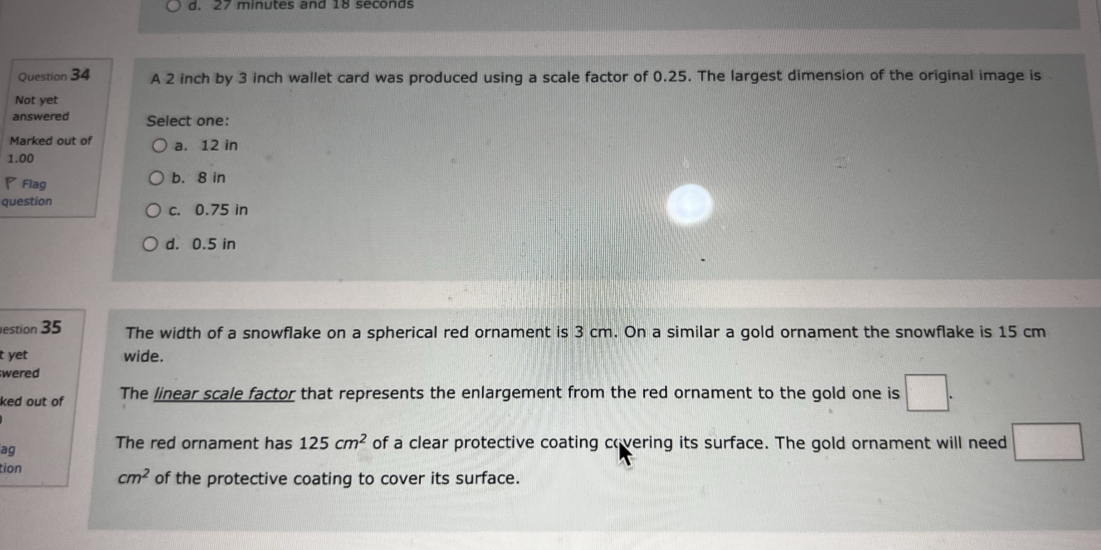 Pls answer 34 and 35 O d. 27 minutes and 18