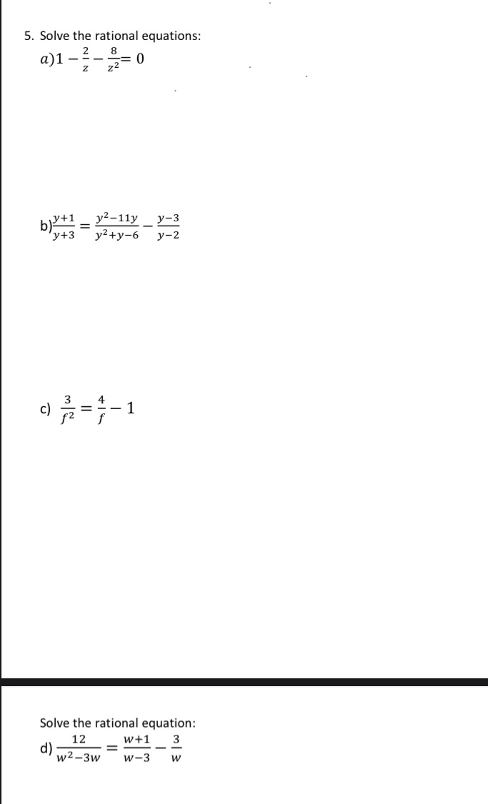 Solve the rational equations: \f