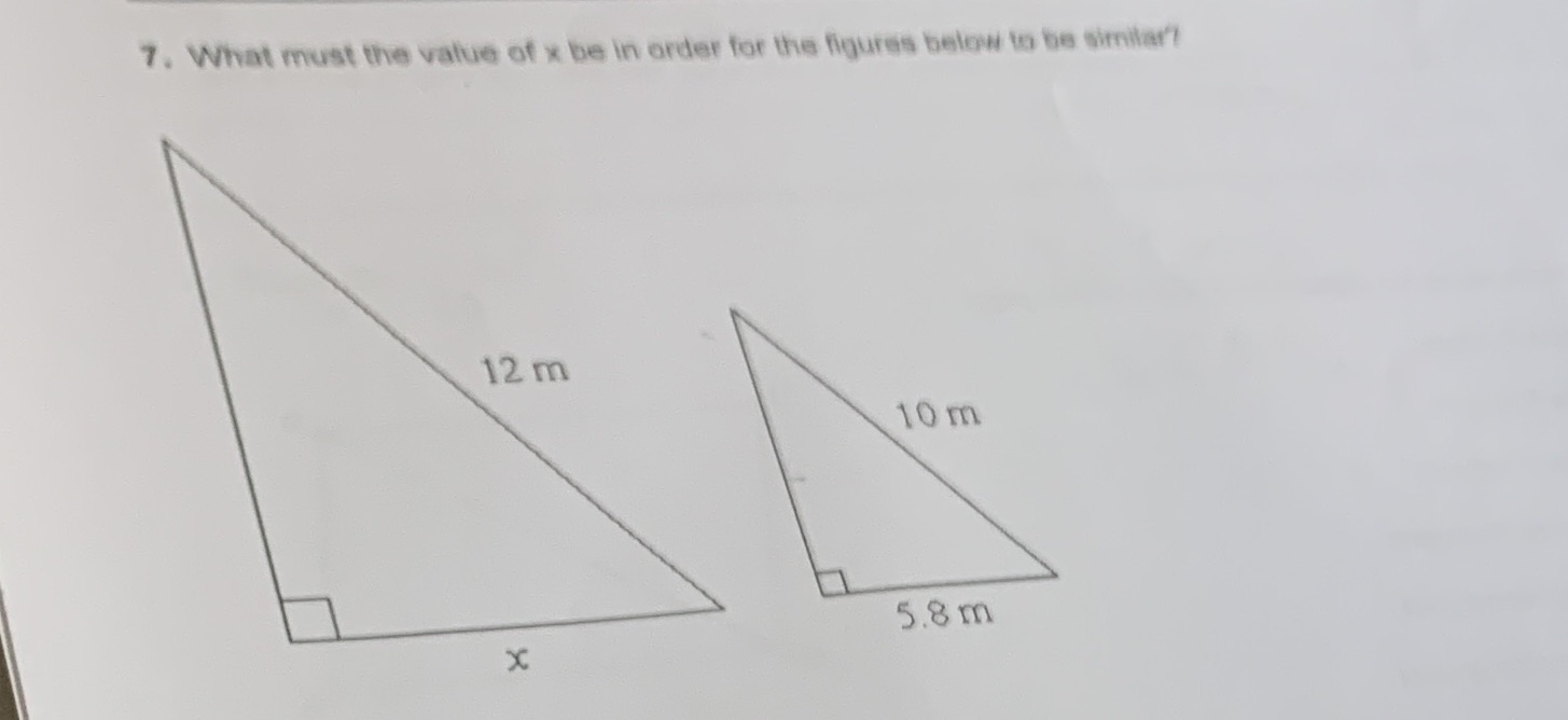 7. What me e of x be in order for the figures