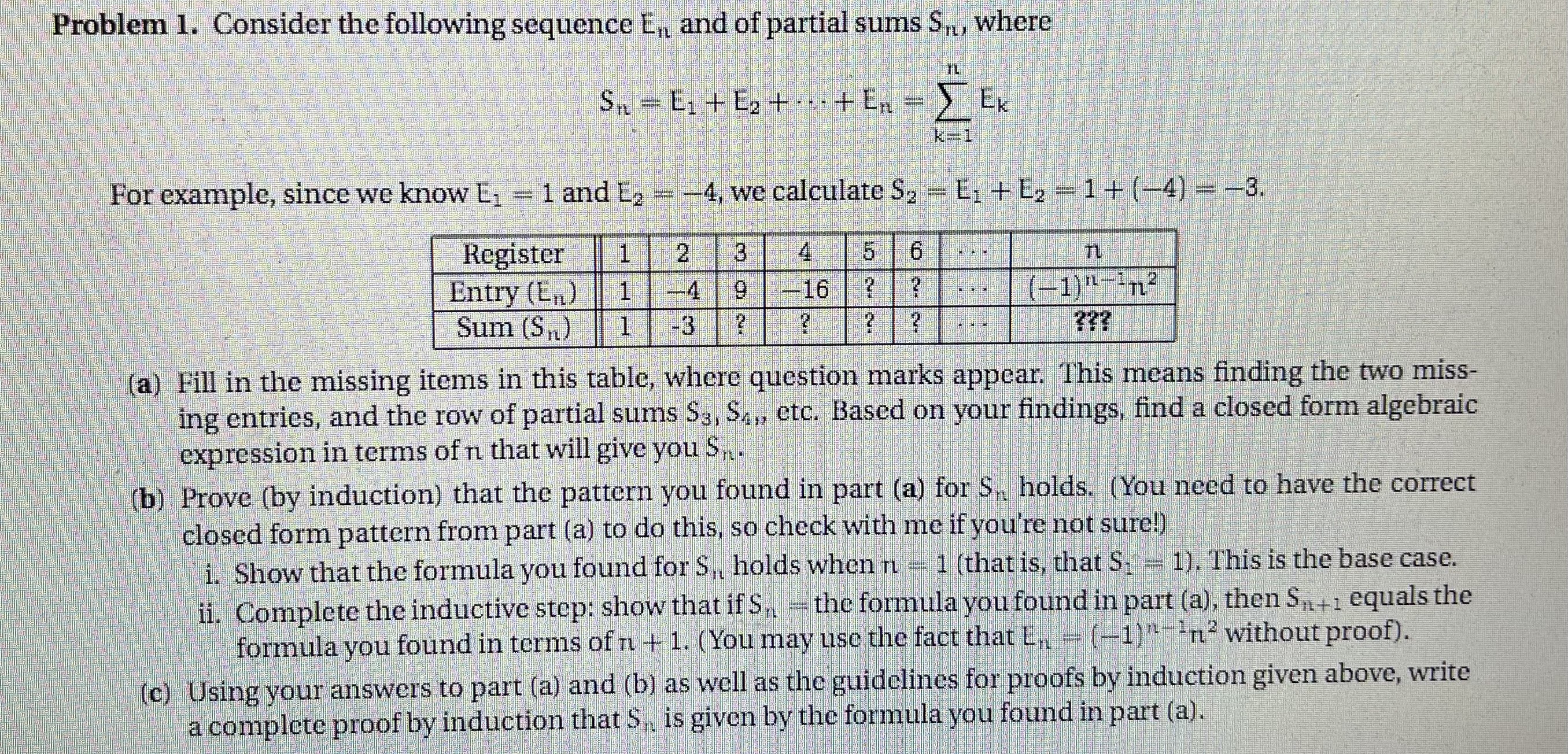 need help with this Problem 1. Consider the