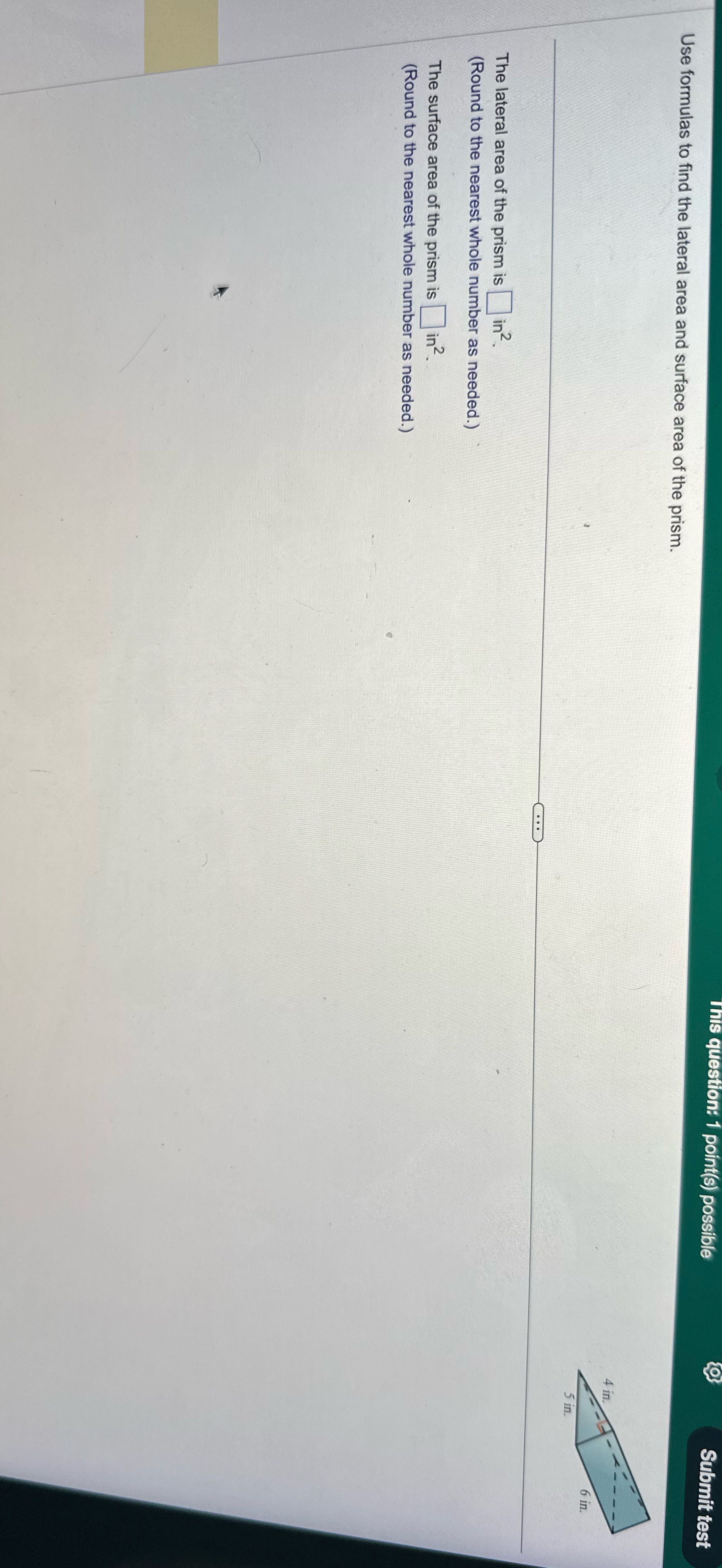 This question: 1 point(s) possible Submit test