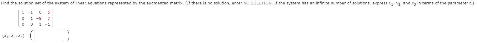 Find the solution set of the system of linear