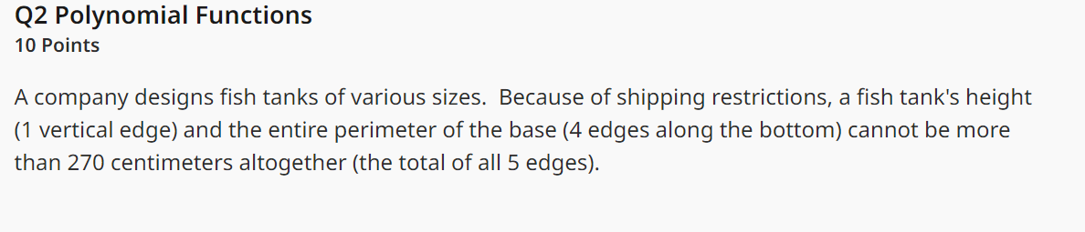 \fQ2 Polynomial Functions 10 Points A company