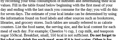 by recording your total consumption of nutrients