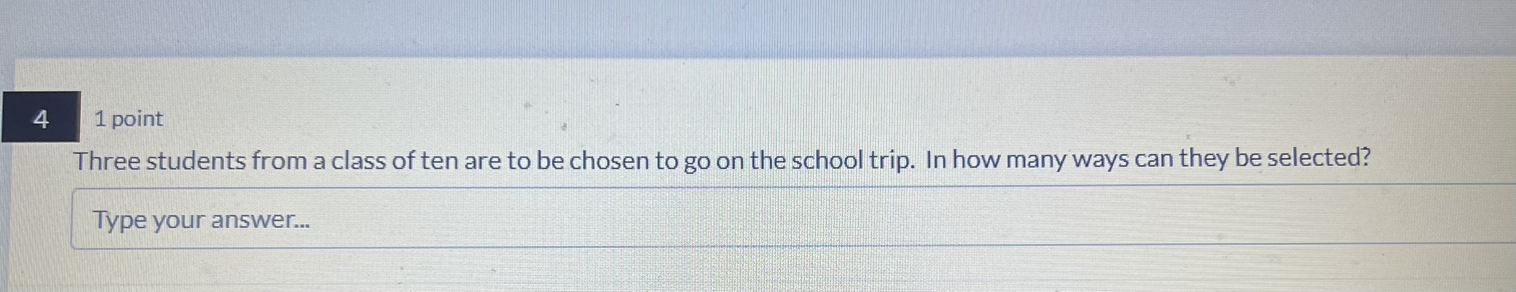 Hi so this is a combinations quiz and I'm