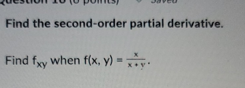 derivative Paved Find the second-order partial