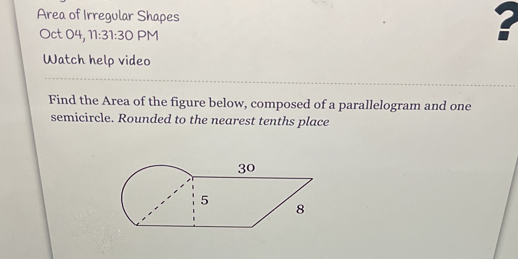 Area of Irregular Shapes Oct 04, 17:31:30 PM