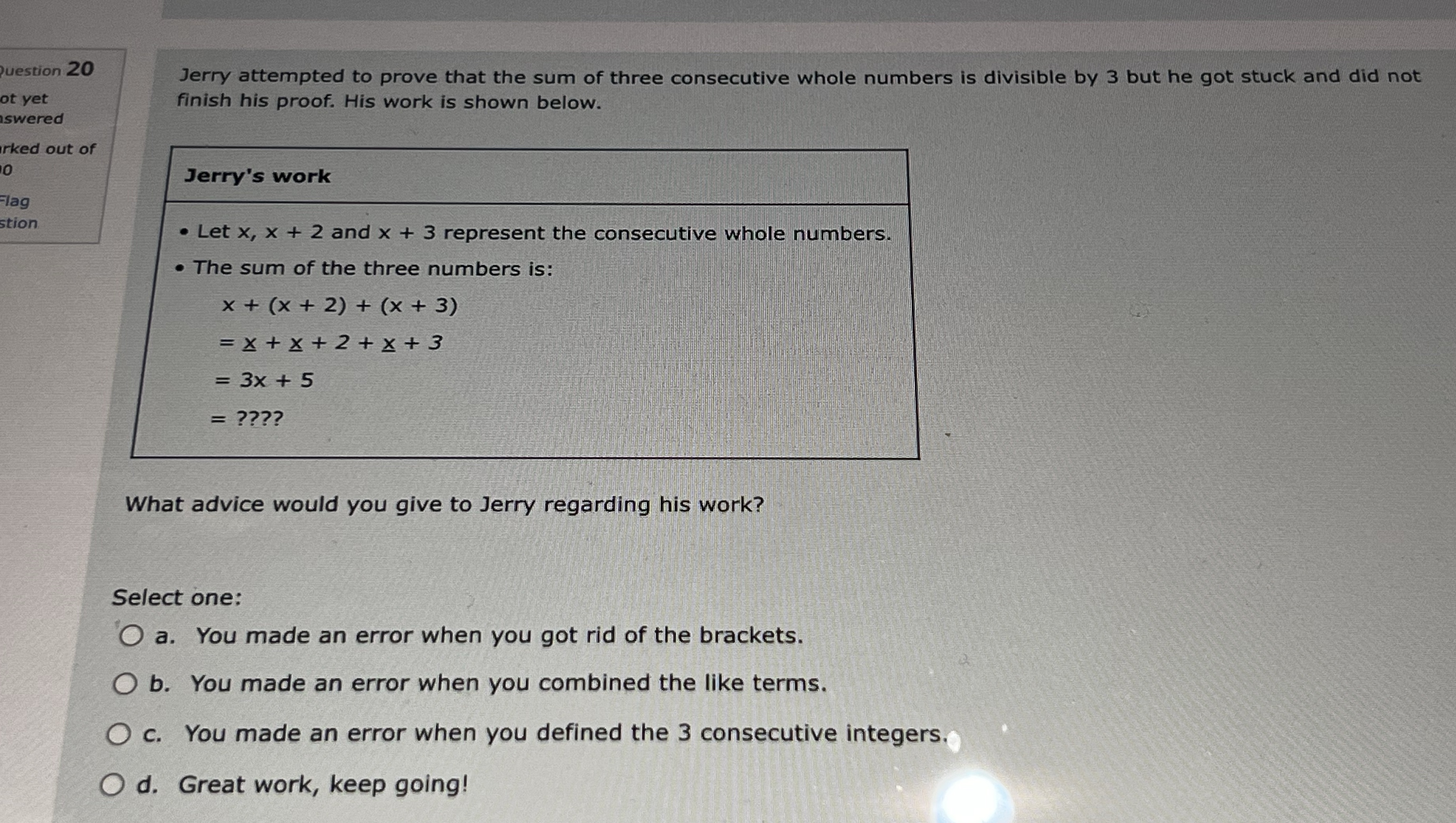 Please answer 20th Question 20 Jerry attempted to