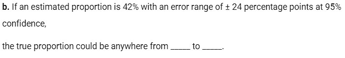b. If an estimated proportion is 42% with an
