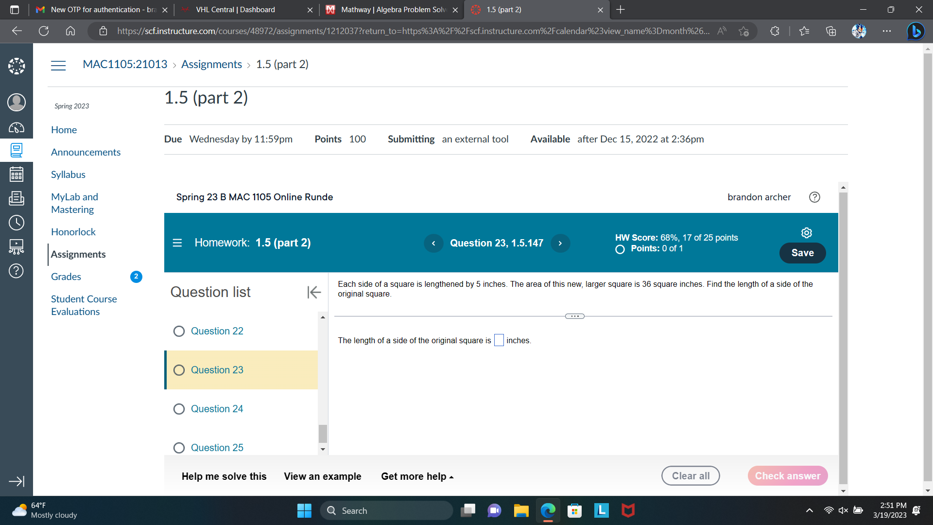 M New OTP for authentication - bra X * VHL