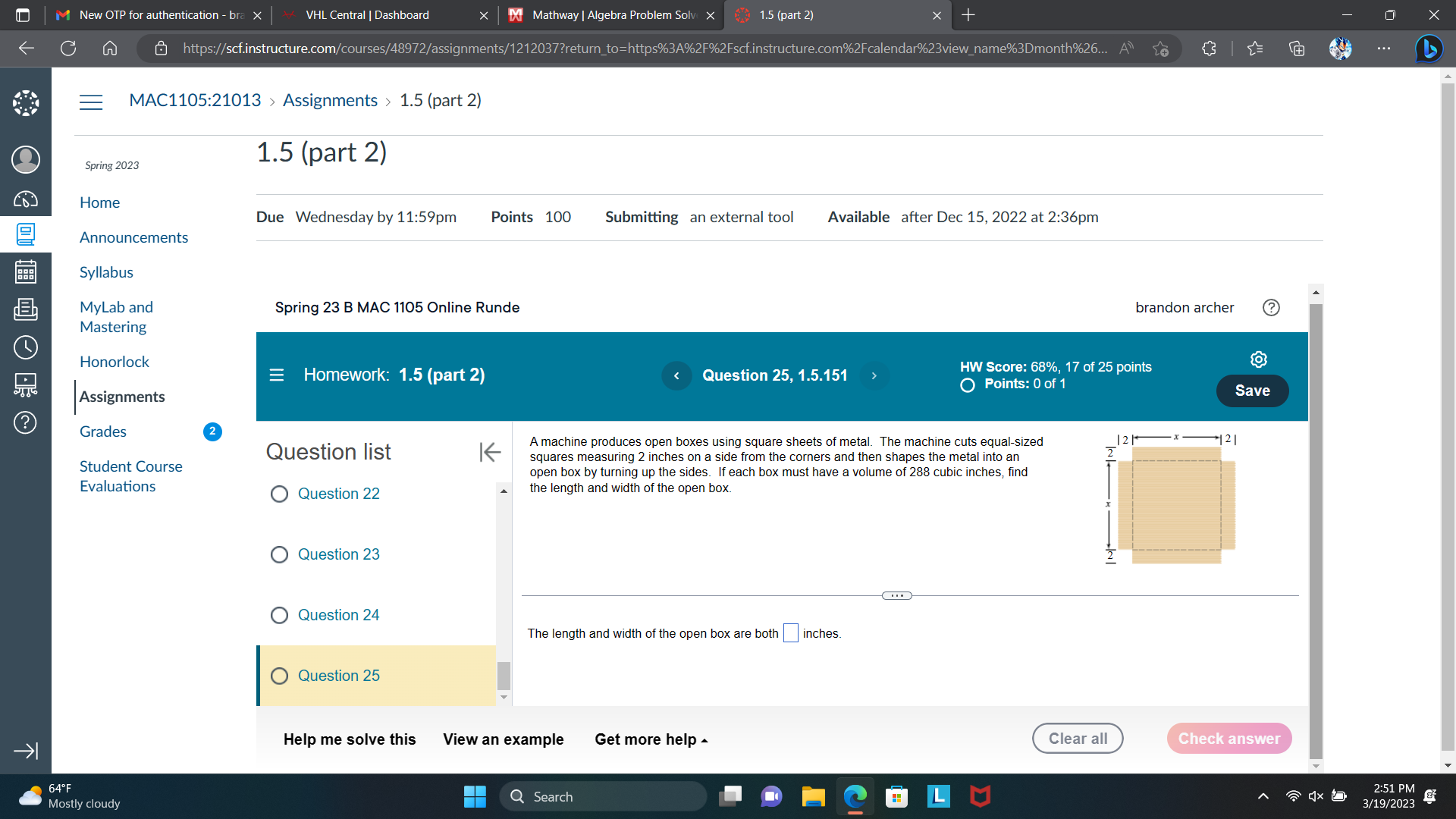 M New OTP for authentication - bra X * VHL
