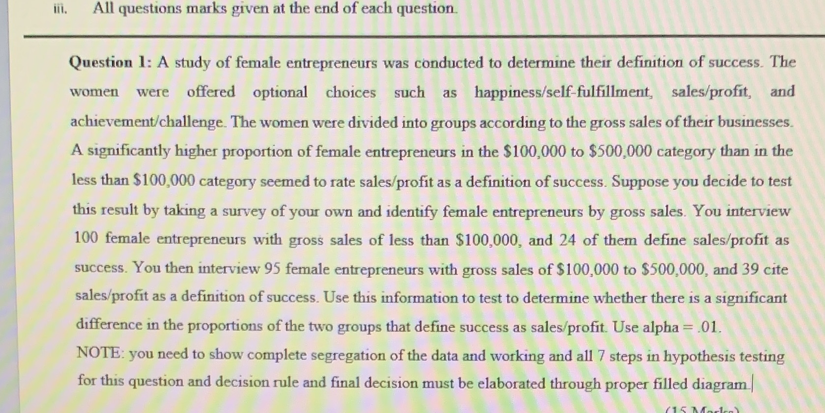 ini. All questions marks given at the end of each