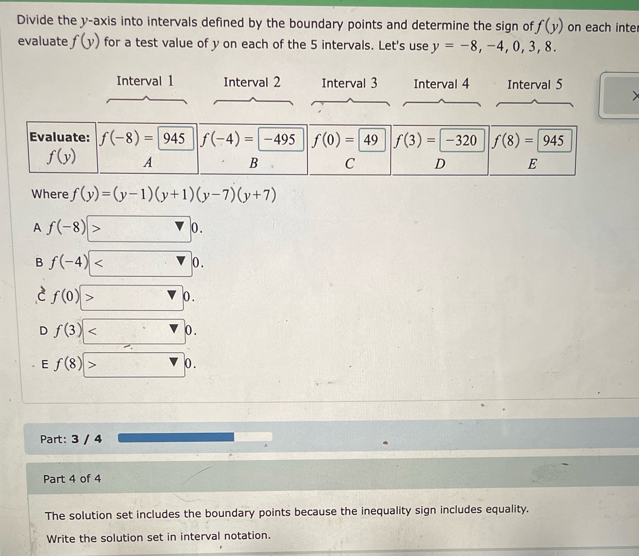 Divide the y-axis into intervals defined by the