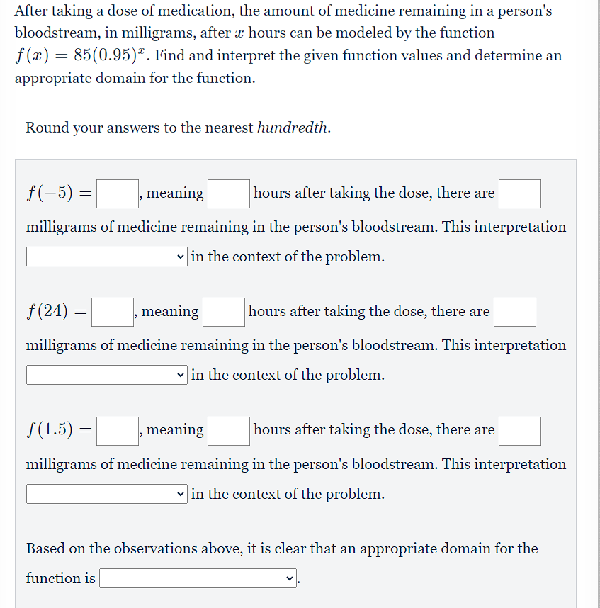 After taking a dose of medication, the amount of