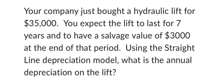 Economics Your companyjust bought a hydraulic
