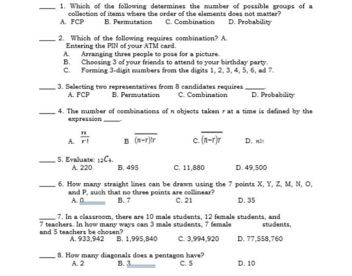 1. Which of the following determines the number