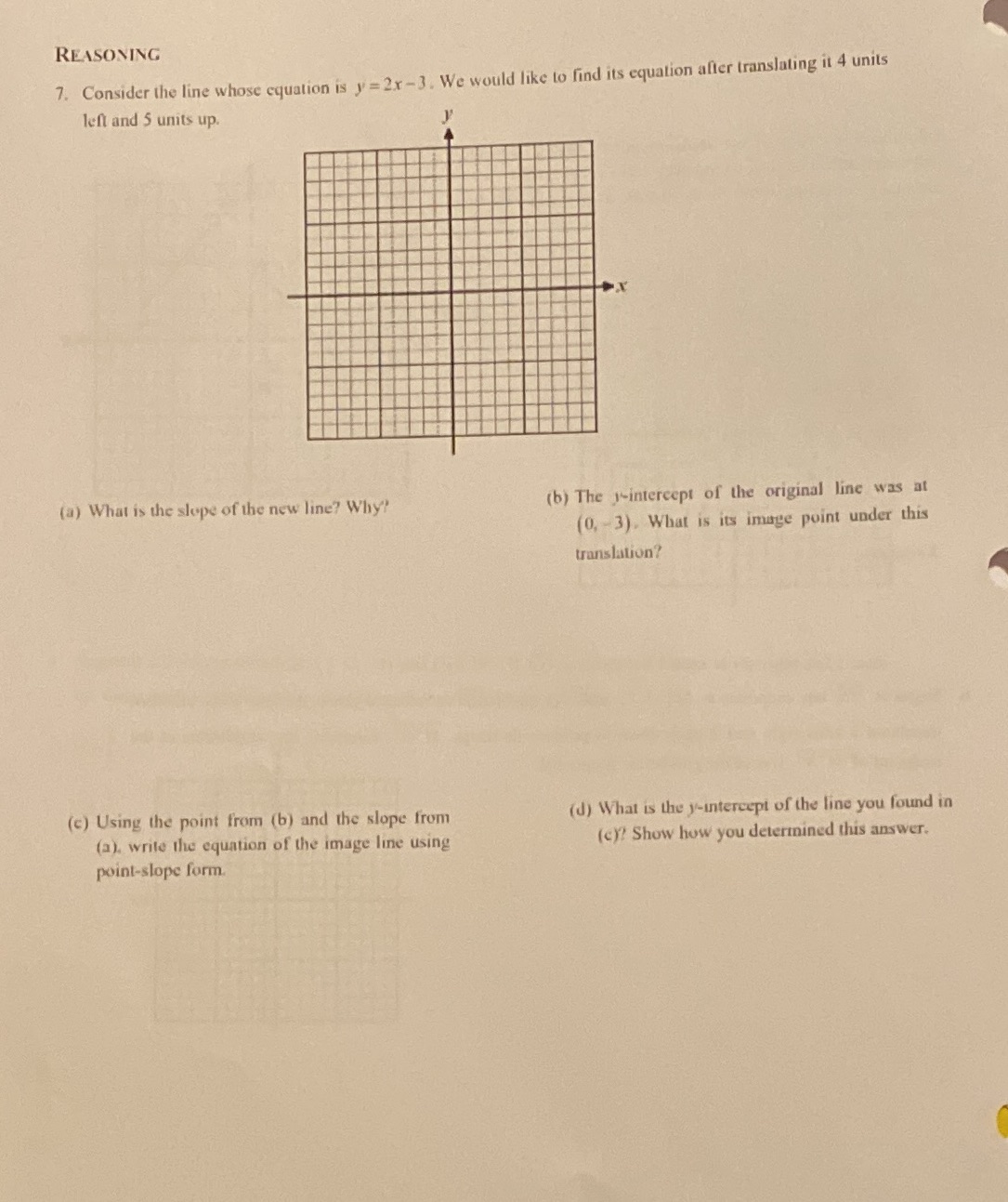 REASONING 7. Consider the line whose equation is