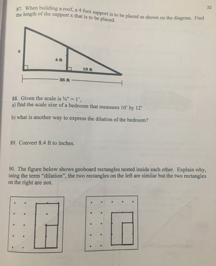 Geometry yes 32 87. When building a roof, a 4