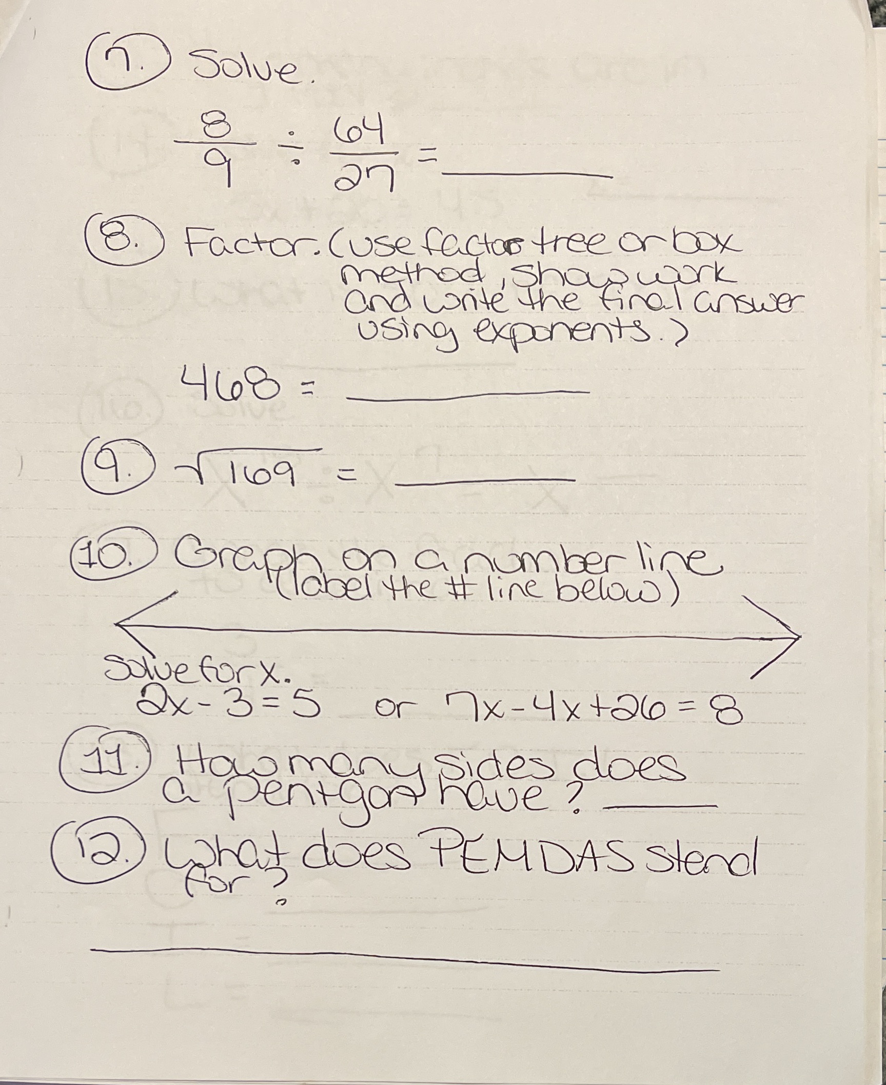 n . Solve. 64 an 8 . Factor. (use factor tree or