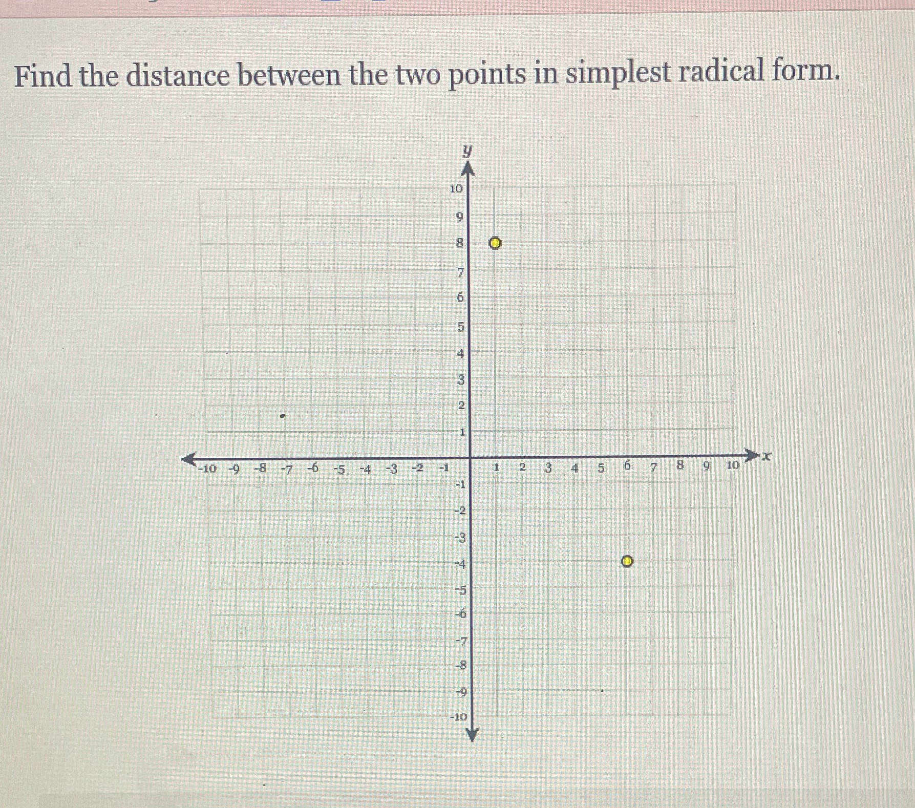 Find the distance between the two points in