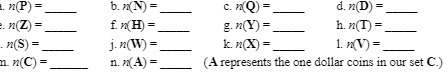 1. (P)= b. (N) = C. (Q)= d. n(D) = . M(Z) = f. H)