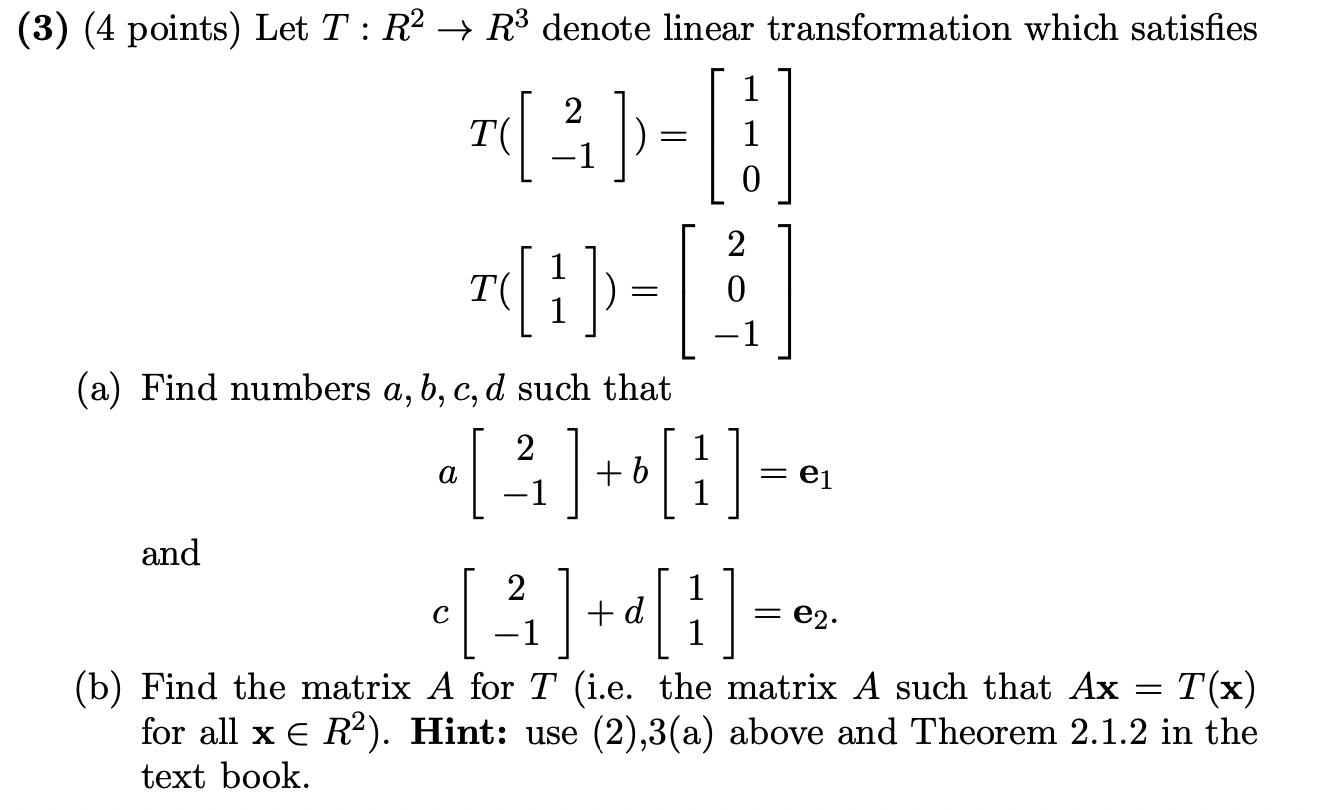 (1) (3 points) Set u = 0 8 and set v = AOO (a)