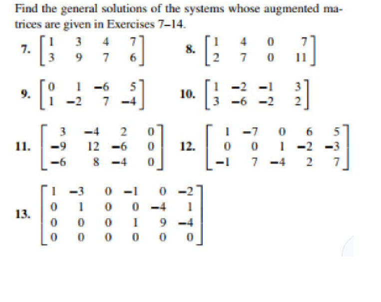 Find the general solutions of the systems whose