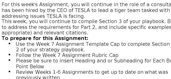 For this week's Assignment, you will