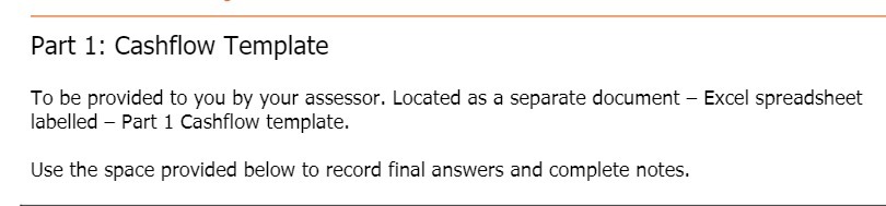 Part 1: Cashow Template To be provided to you by